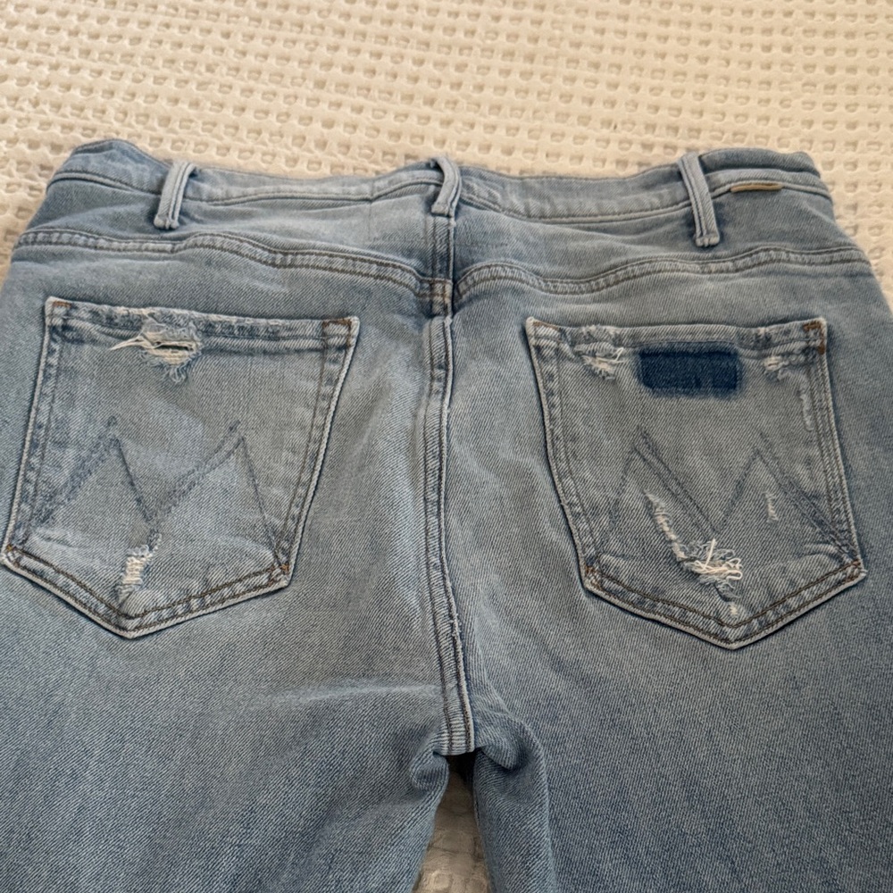 Mother: The Hustler ankle frat light Blue Distressed Women's Jeans Sz 30.